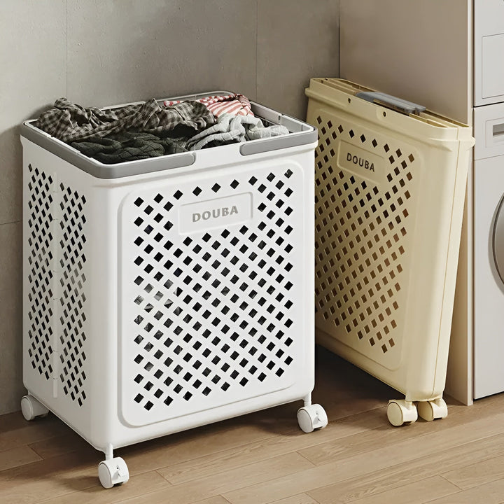 FoldaBowlifte Laundry Basket with Wheels – Space-Saving & Practical | Perfect for Bathroom & Bedroom | Bowlift
