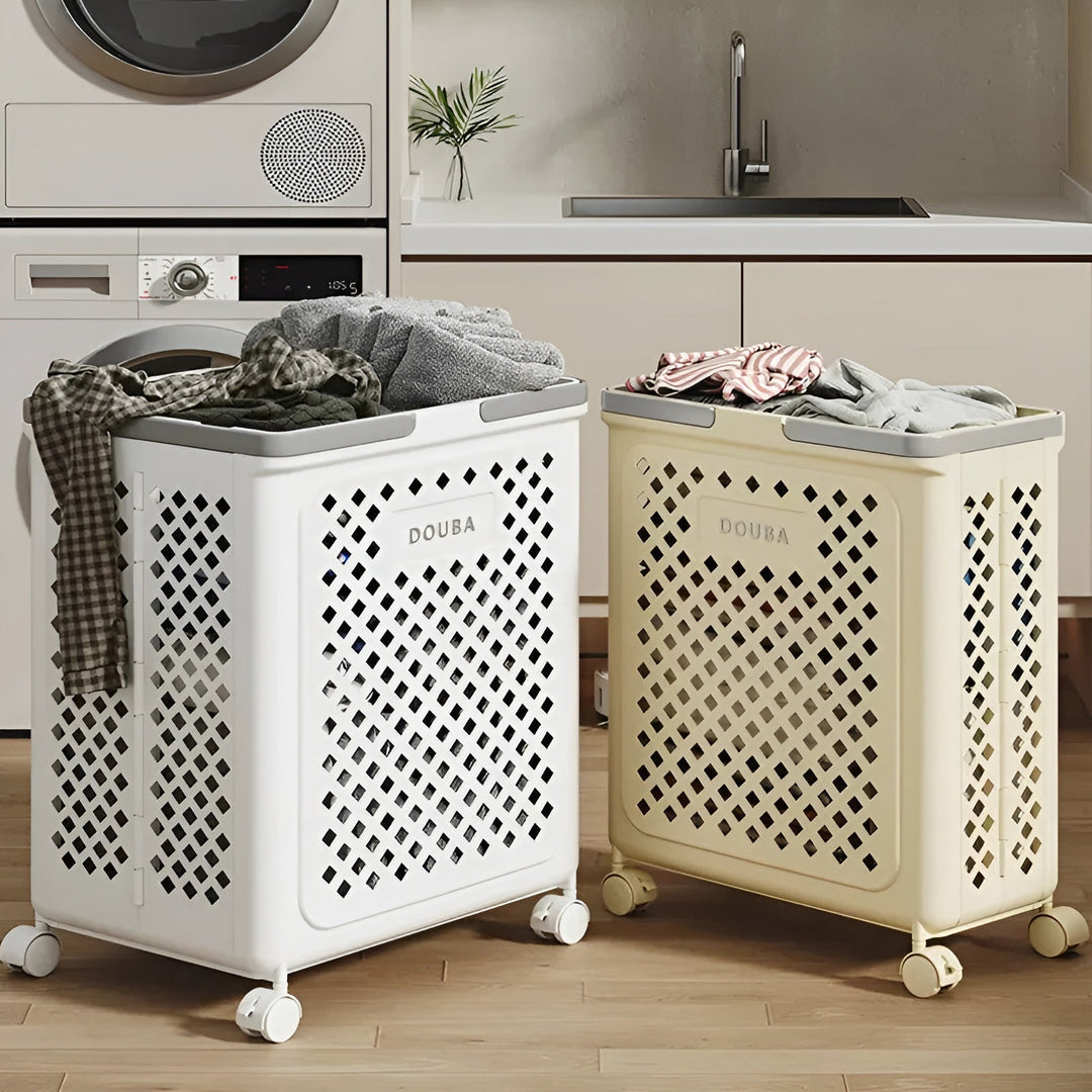 FoldaBowlifte Laundry Basket with Wheels – Space-Saving & Practical | Perfect for Bathroom & Bedroom | Bowlift