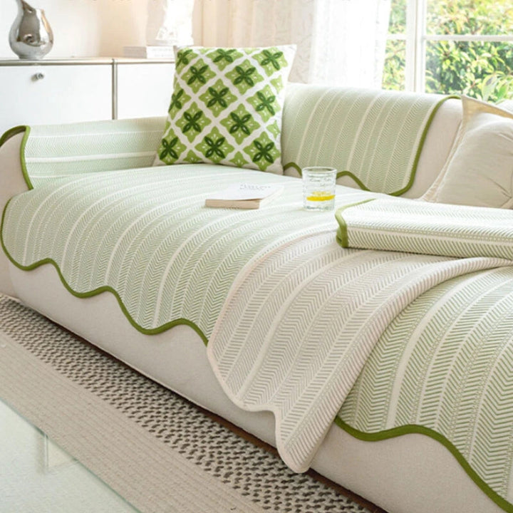 BowLift | Aurivelle Herringbone Scallop Edge Sofa Cover