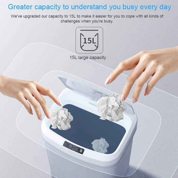 BowLift | Automatic Sensor Trash Can – 15L – Touchless & Quiet – For Kitchen or Living Room