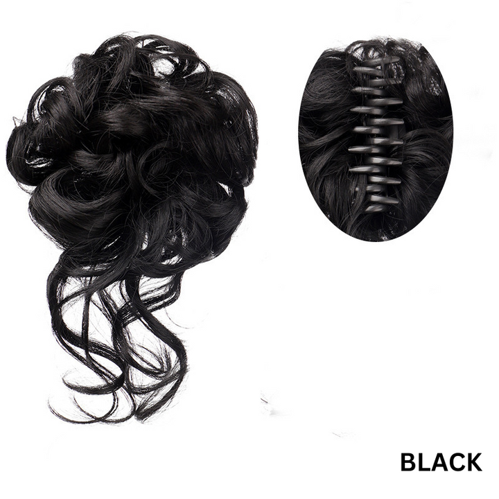 Messy Bun Hair Wavy Curly with Claw Clip Super Natural Look Bowlift