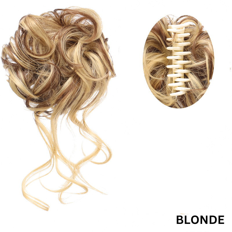 Messy Bun Hair Wavy Curly with Claw Clip Super Natural Look Bowlift