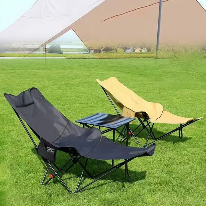Contemporary Industrial Oxford Fabric Carbon Steel Foldable Camping Chair Backrest Footrest For Outdoor Patio | Bowlift