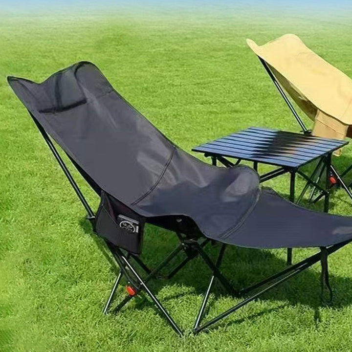 Contemporary Industrial Oxford Fabric Carbon Steel Foldable Camping Chair Backrest Footrest For Outdoor Patio | Bowlift