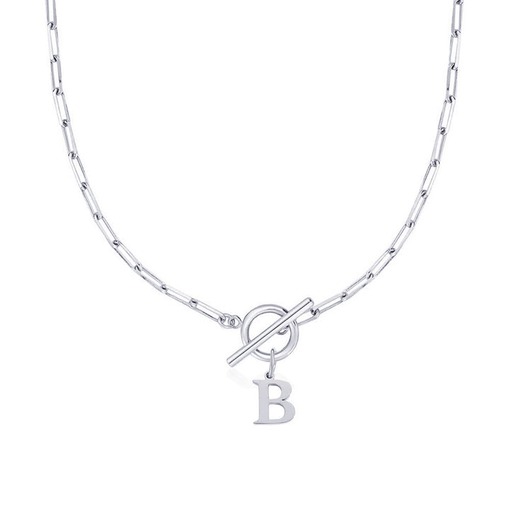 BowLift | Paperclip Letter Initial Circle Lock Clasp Necklace