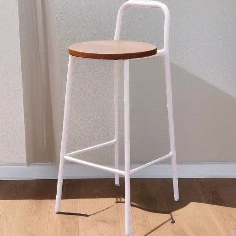 Contemporary Nordic Carbon Steel Solid Wood Rectangular Outdoor Bar Stool Backless For Outdoor | Bowlift