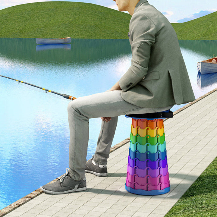 Modern Minimalist Cylindrical PP Extendable Folding Stool For Outdoor | Bowlift
