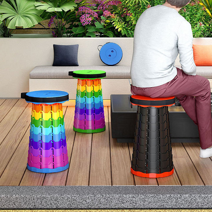 Modern Minimalist Cylindrical PP Extendable Folding Stool For Outdoor | Bowlift