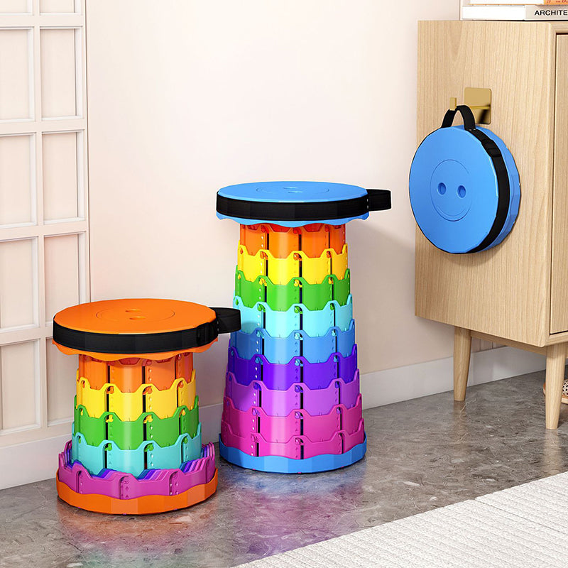 Modern Minimalist Cylindrical PP Extendable Folding Stool For Outdoor | Bowlift