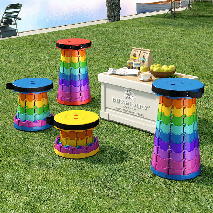 Modern Minimalist Cylindrical PP Extendable Folding Stool For Outdoor | Bowlift