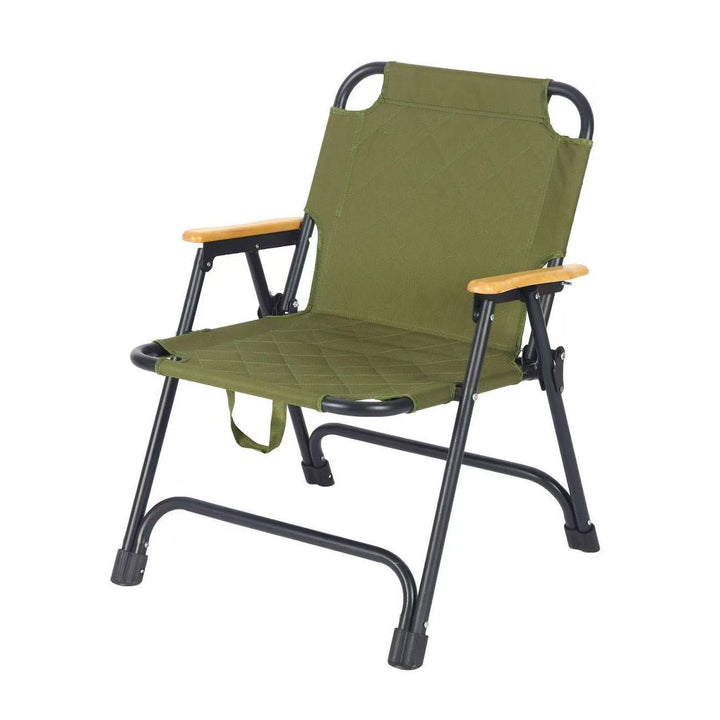Modern Minimalist Rectangular Diamond-Pattern Carbon Steel Oxford Fabric Beech Wood Folding Camping Chair Backrest Armrest For Garden | Bowlift