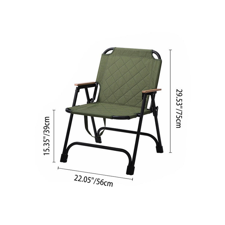 Modern Minimalist Rectangular Diamond-Pattern Carbon Steel Oxford Fabric Beech Wood Folding Camping Chair Backrest Armrest For Garden | Bowlift