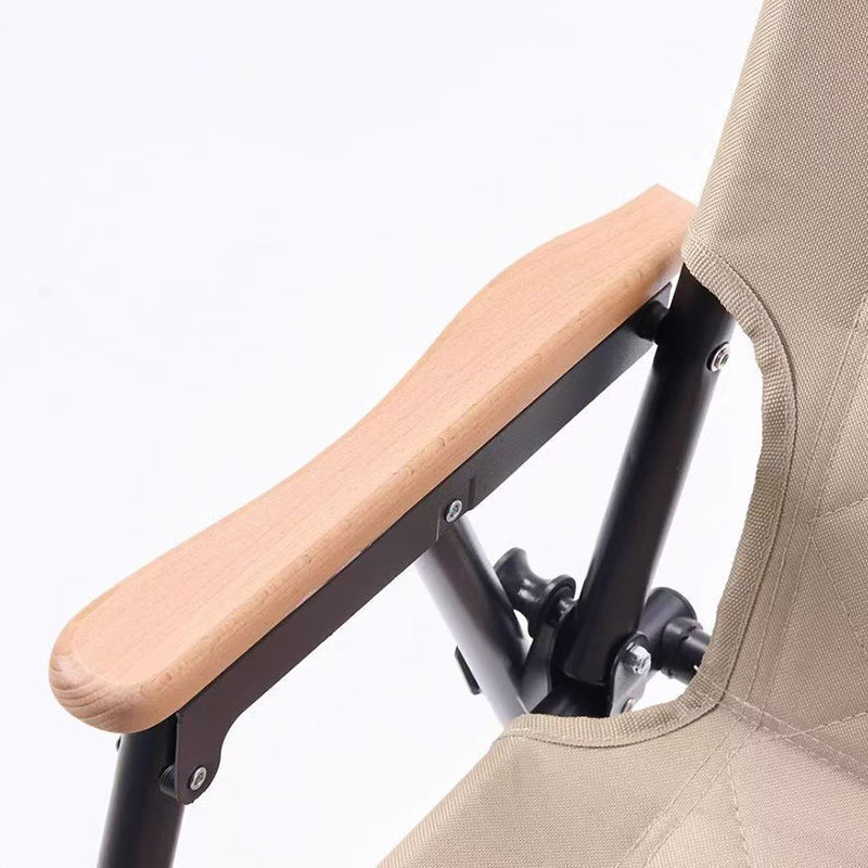 Modern Minimalist Rectangular Diamond-Pattern Carbon Steel Oxford Fabric Beech Wood Folding Camping Chair Backrest Armrest For Garden | Bowlift