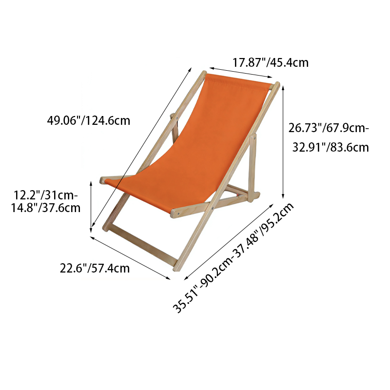 Modern Minimalist Rectangular Oxford Fabric Solid Pine Wood Outdoor Beach Chair Folding Recliner Backrest For Outdoor | Bowlift