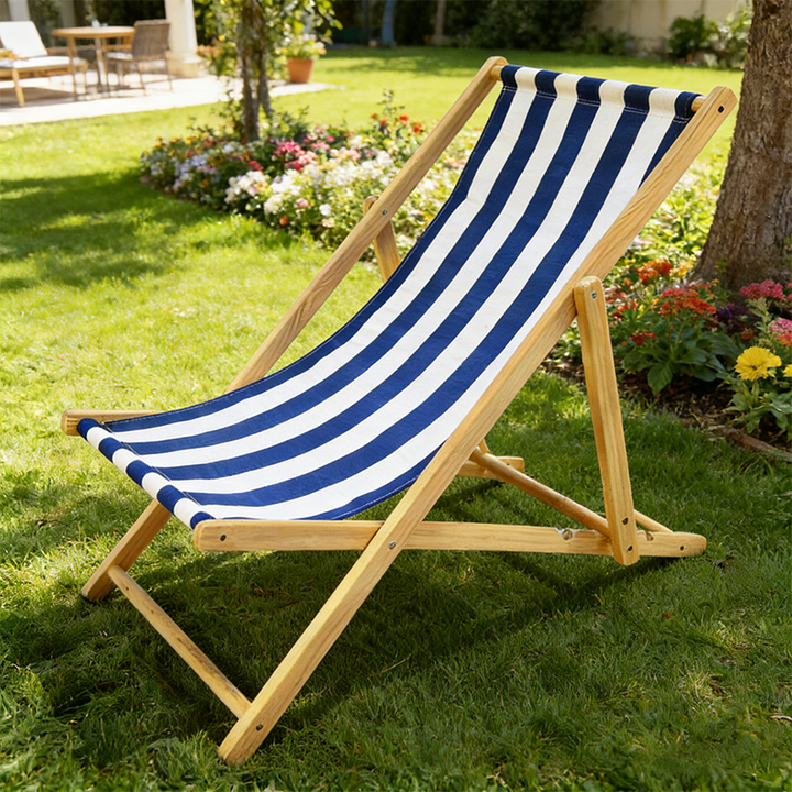 Modern Minimalist Rectangular Oxford Fabric Solid Pine Wood Outdoor Beach Chair Folding Recliner Backrest For Outdoor | Bowlift