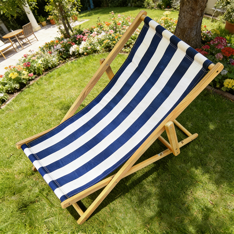 Modern Minimalist Rectangular Oxford Fabric Solid Pine Wood Outdoor Beach Chair Folding Recliner Backrest For Outdoor | Bowlift