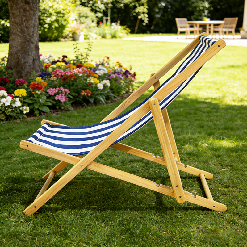Modern Minimalist Rectangular Oxford Fabric Solid Pine Wood Outdoor Beach Chair Folding Recliner Backrest For Outdoor | Bowlift