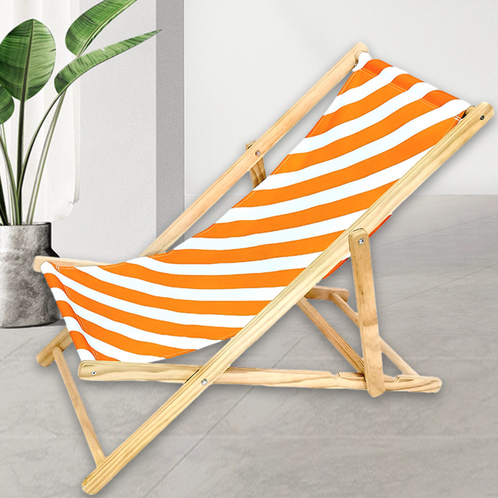 Modern Minimalist Rectangular Oxford Fabric Solid Pine Wood Outdoor Beach Chair Folding Recliner Backrest For Outdoor | Bowlift
