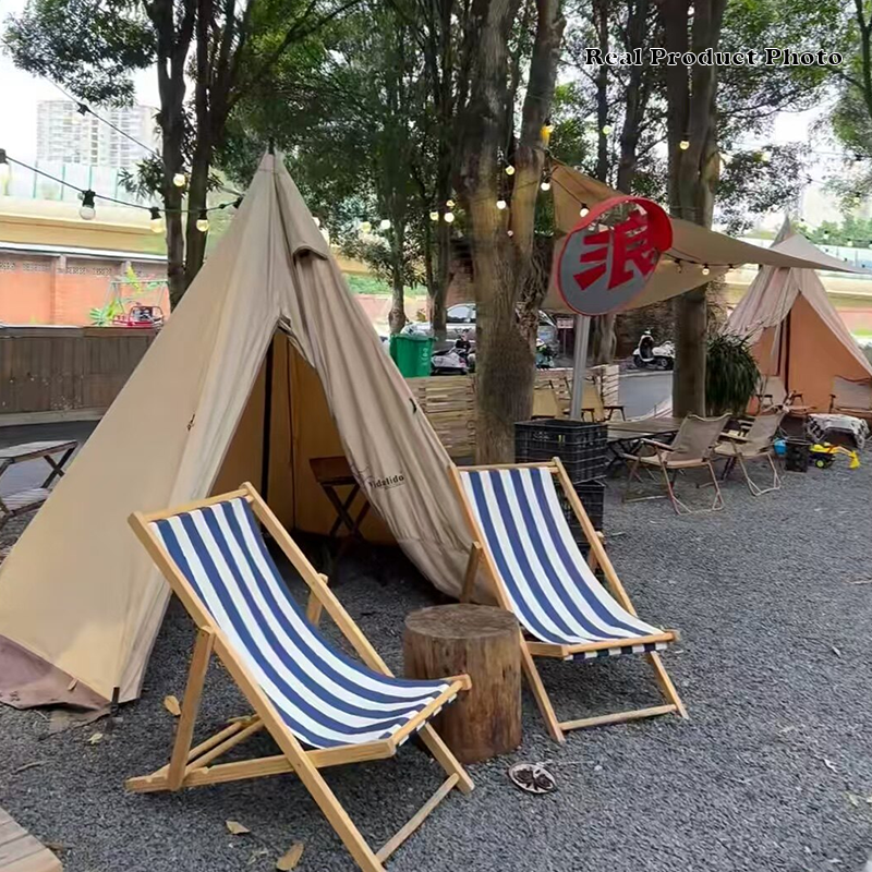 Modern Minimalist Rectangular Oxford Fabric Solid Pine Wood Outdoor Beach Chair Folding Recliner Backrest For Outdoor | Bowlift