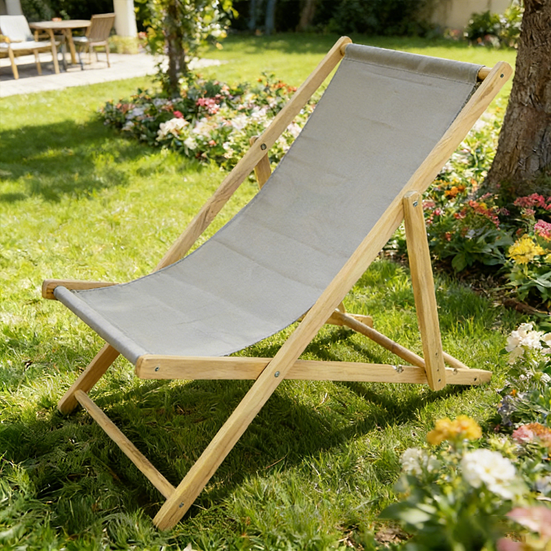 Modern Minimalist Rectangular Oxford Fabric Solid Pine Wood Outdoor Beach Chair Folding Recliner Backrest For Outdoor | Bowlift