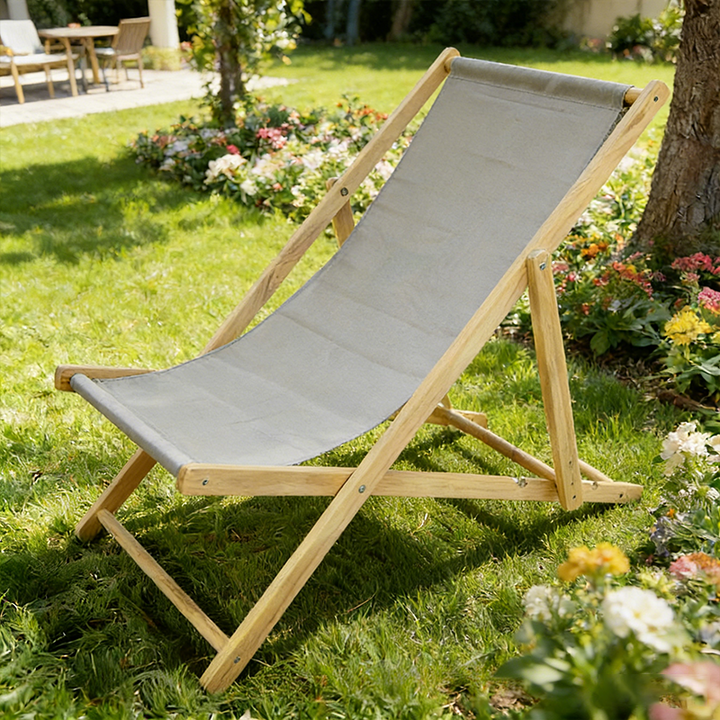 Modern Minimalist Rectangular Oxford Fabric Solid Pine Wood Outdoor Beach Chair Folding Recliner Backrest For Outdoor | Bowlift