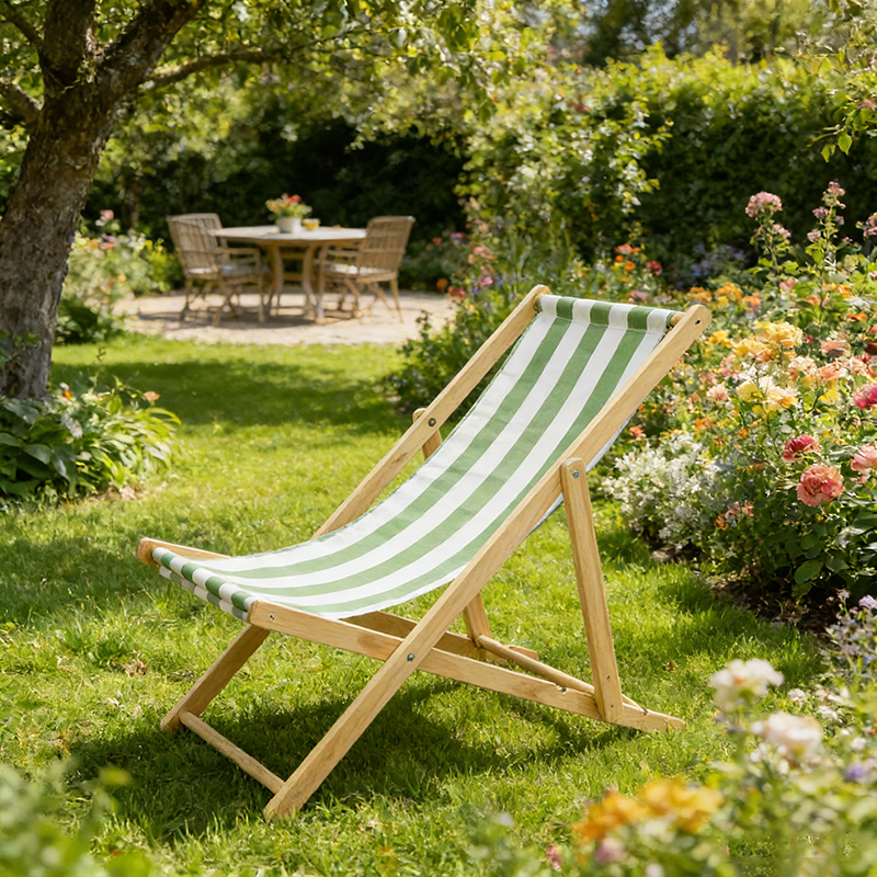 Modern Minimalist Rectangular Oxford Fabric Solid Pine Wood Outdoor Beach Chair Folding Recliner Backrest For Outdoor | Bowlift