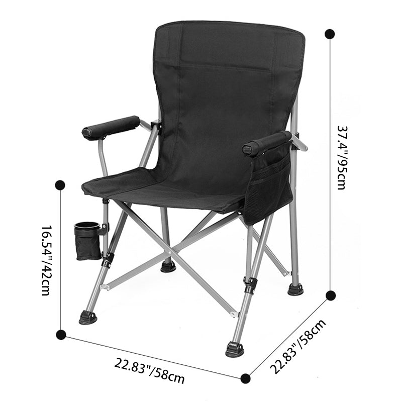 Modern Minimalist Square Carbon Steel Oxford Fabric Foldable Backrest Armrest Black Camping Chair For Outdoor | Bowlift