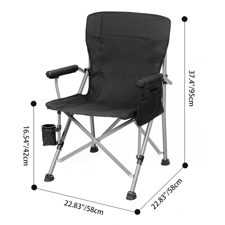 Modern Minimalist Square Carbon Steel Oxford Fabric Foldable Backrest Armrest Black Camping Chair For Outdoor | Bowlift