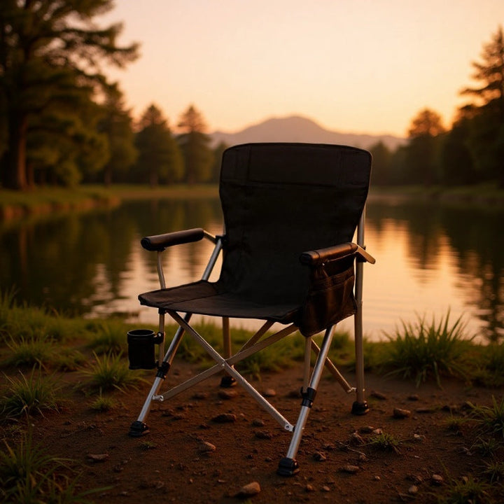 Modern Minimalist Square Carbon Steel Oxford Fabric Foldable Backrest Armrest Black Camping Chair For Outdoor | Bowlift