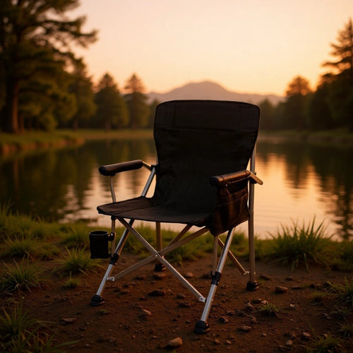 Modern Minimalist Square Carbon Steel Oxford Fabric Foldable Backrest Armrest Black Camping Chair For Outdoor | Bowlift