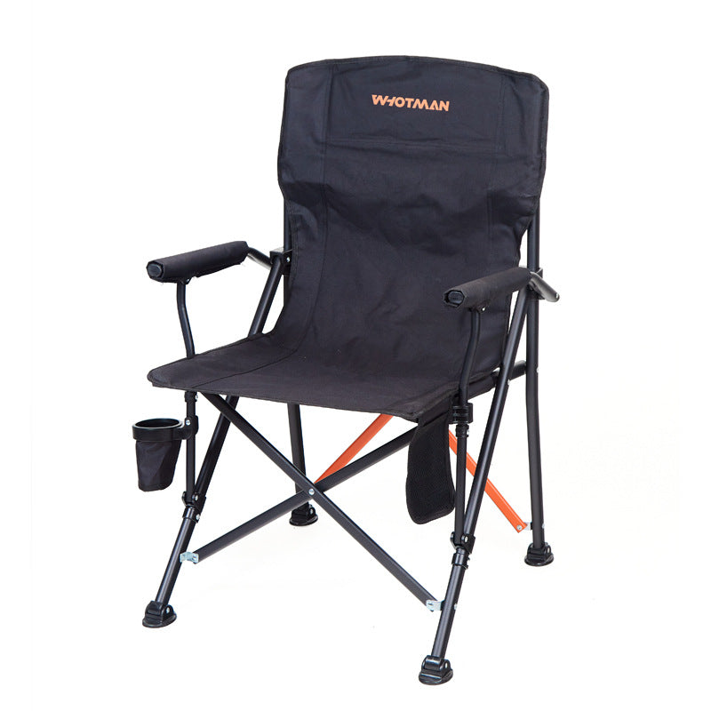 Modern Minimalist Square Carbon Steel Oxford Fabric Foldable Backrest Armrest Black Camping Chair For Outdoor | Bowlift