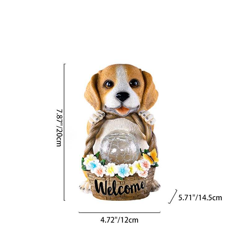 Contemporary Creative Resin Dog-Shaped LED Solar Waterproof Outdoor Light For Garden, Yard & Patio | Bowlift