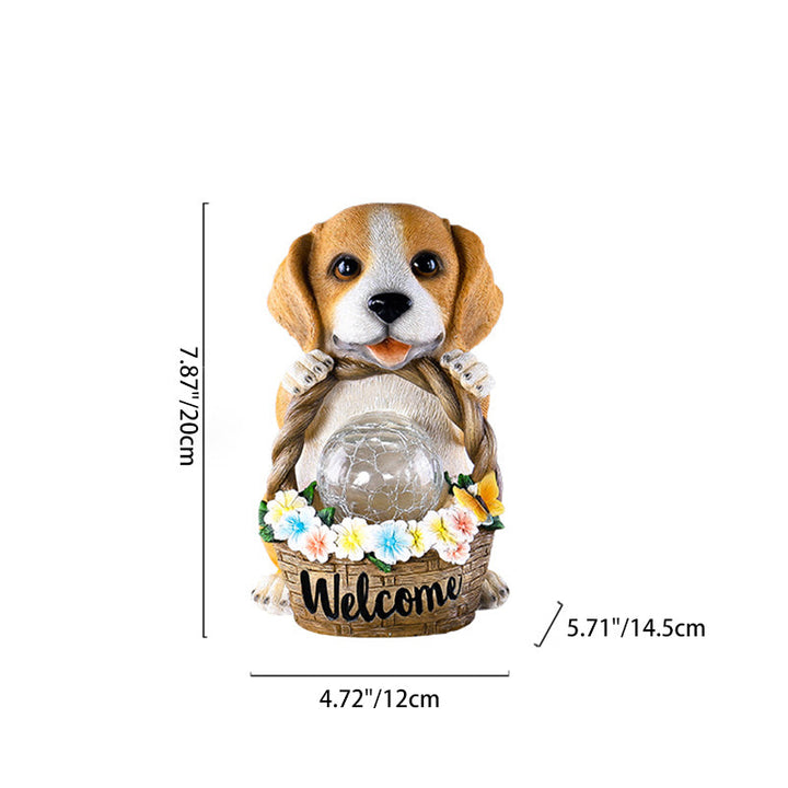 Contemporary Creative Resin Dog-Shaped LED Solar Waterproof Outdoor Light For Garden, Yard & Patio | Bowlift