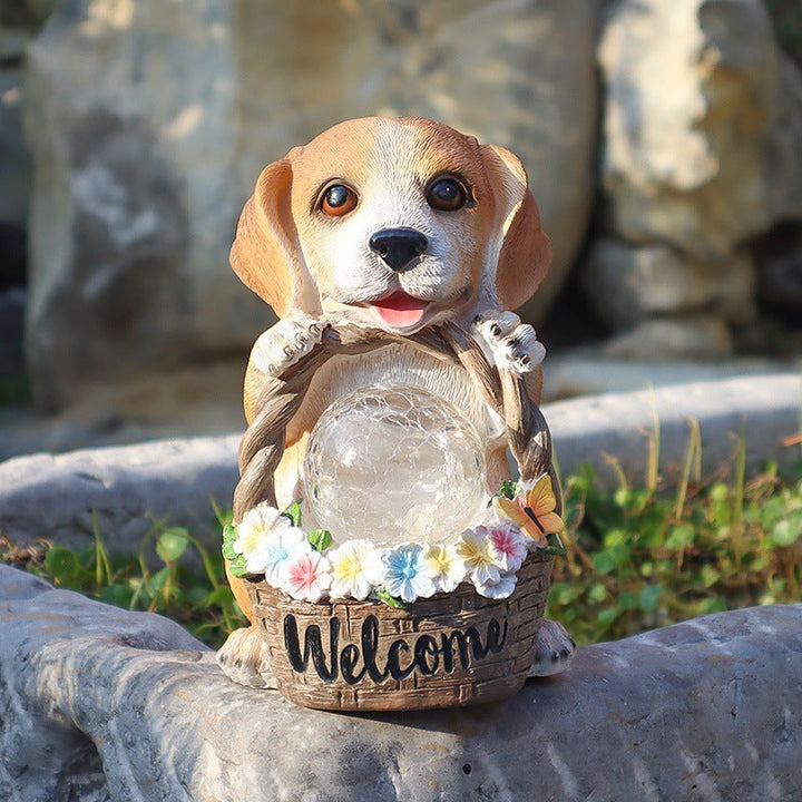 Contemporary Creative Resin Dog-Shaped LED Solar Waterproof Outdoor Light For Garden, Yard & Patio | Bowlift
