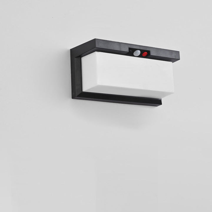 Modern Minimalist Solar & Waterproof Plastic & PC Rectangular LED Wall Sconce Lamp For Outdoor, Patio & Garden | Bowlift