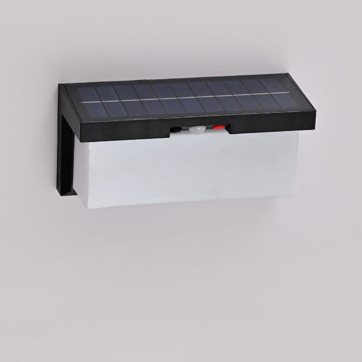 Modern Minimalist Solar & Waterproof Plastic & PC Rectangular LED Wall Sconce Lamp For Outdoor, Patio & Garden | Bowlift