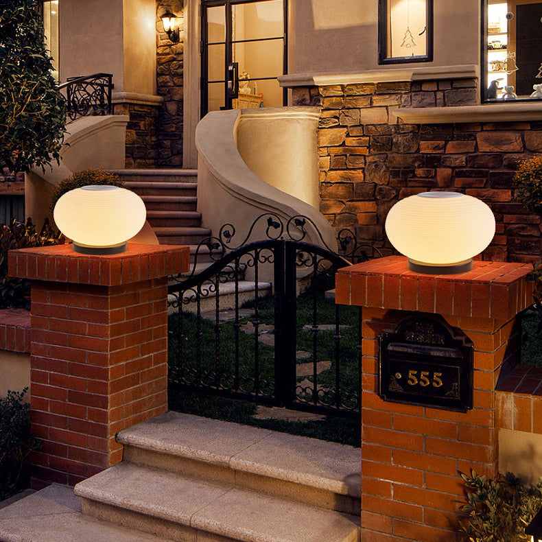 Modern Minimalist PE Oval LED Solar & Waterproof Outdoor Light For Garden & Patio | Bowlift