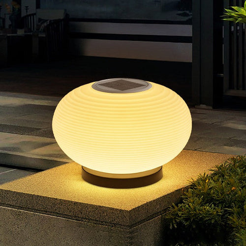 Modern Minimalist PE Oval LED Solar & Waterproof Outdoor Light For Garden & Patio | Bowlift