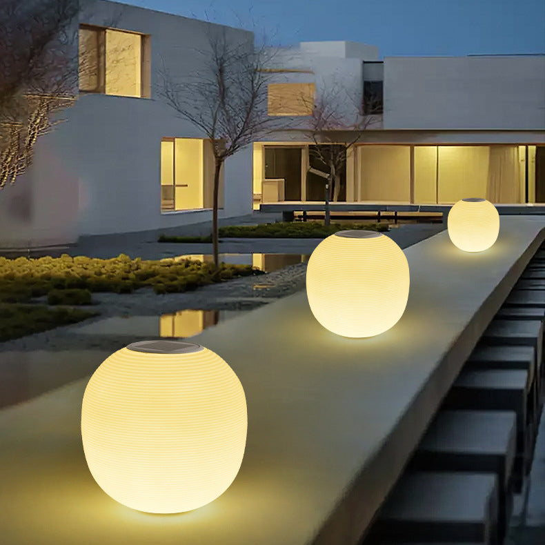 Modern Minimalist PE Oval LED Solar & Waterproof Outdoor Light For Garden & Patio | Bowlift