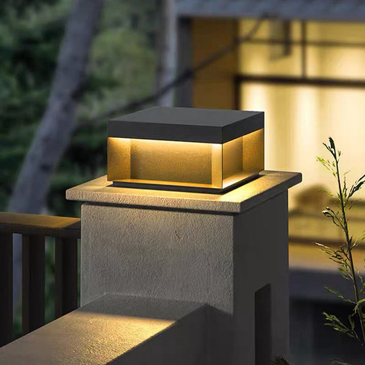 Modern Minimalist Stainless Steel Square LED Outdoor Light With Solar & Waterproof Features For Garden, Patio, Gate | Bowlift