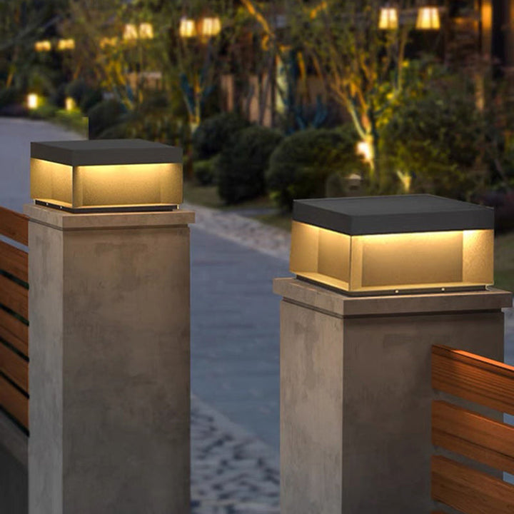 Modern Minimalist Stainless Steel Square LED Outdoor Light With Solar & Waterproof Features For Garden, Patio, Gate | Bowlift
