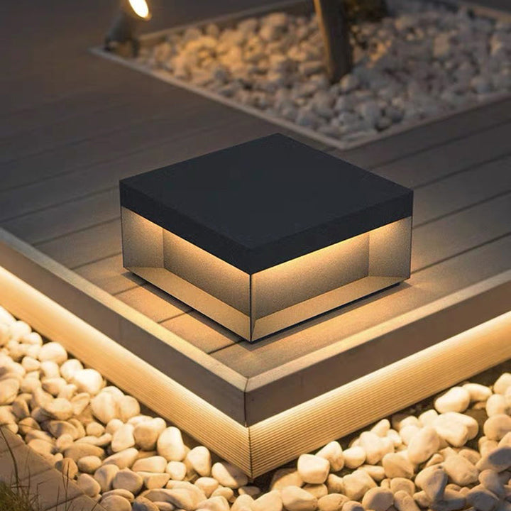 Modern Minimalist Stainless Steel Square LED Outdoor Light With Solar & Waterproof Features For Garden, Patio, Gate | Bowlift
