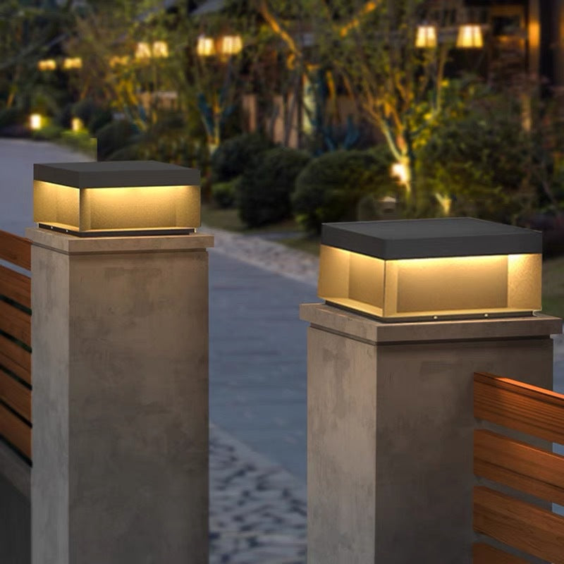 Modern Minimalist Stainless Steel Square LED Outdoor Light With Solar & Waterproof Features For Garden, Patio, Gate | Bowlift