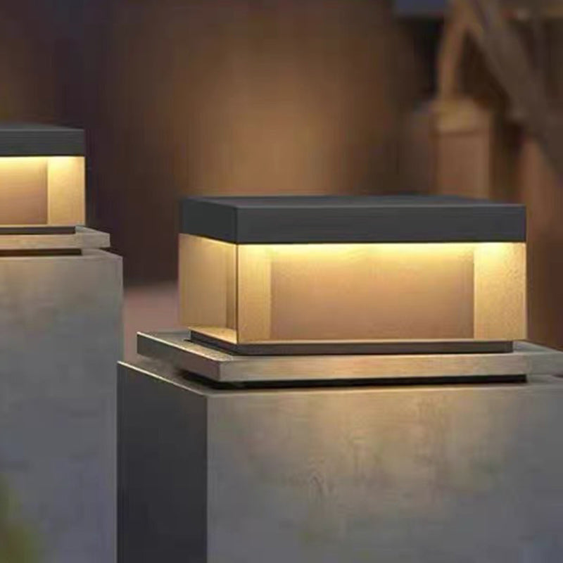 Modern Minimalist Stainless Steel Square LED Outdoor Light With Solar & Waterproof Features For Garden, Patio, Gate | Bowlift