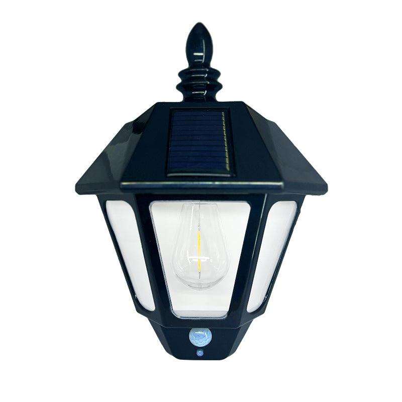 Traditional Chinese ABS Iron Fu Character Cone 1-Light Solar Wall Sconce Lamp For Outdoor | Bowlift