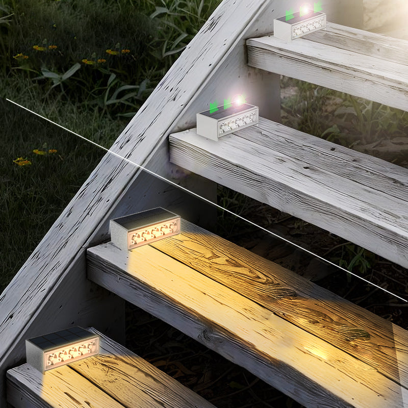 Modern Minimalist Solar Waterproof ABS PC Rectangular LED Outdoor Step Light Ideal For Garden And Outdoor Patio | Bowlift