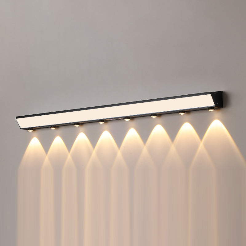 Modern Minimalist Solar Waterproof Motion Sensor Acrylic Aluminum & Stainless Steel Rectangular LED Wall Sconce Lamp For Outdoor Patio | Bowlift