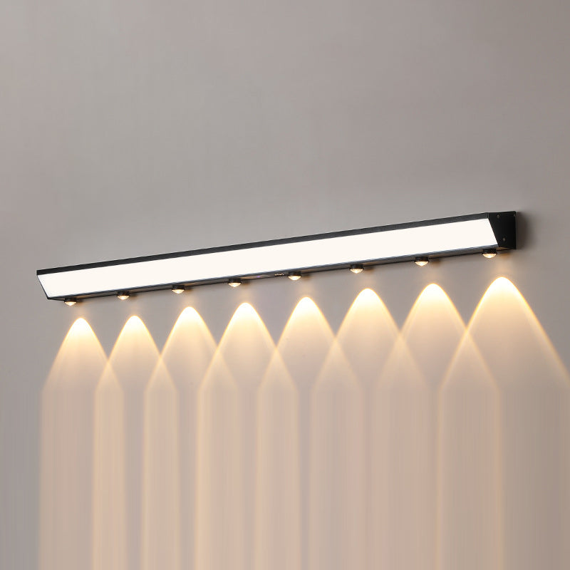 Modern Minimalist Solar Waterproof Motion Sensor Acrylic Aluminum & Stainless Steel Rectangular LED Wall Sconce Lamp For Outdoor Patio | Bowlift