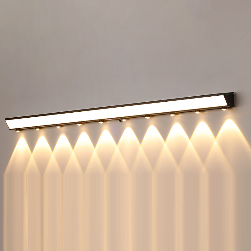 Modern Minimalist Solar Waterproof Motion Sensor Acrylic Aluminum & Stainless Steel Rectangular LED Wall Sconce Lamp For Outdoor Patio | Bowlift
