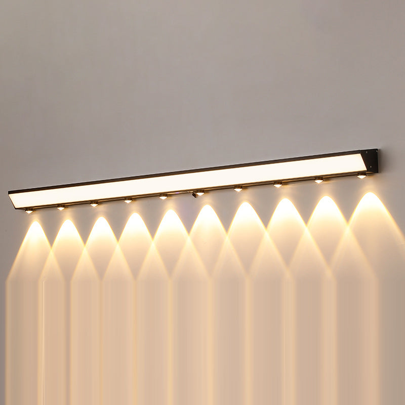 Modern Minimalist Solar Waterproof Motion Sensor Acrylic Aluminum & Stainless Steel Rectangular LED Wall Sconce Lamp For Outdoor Patio | Bowlift